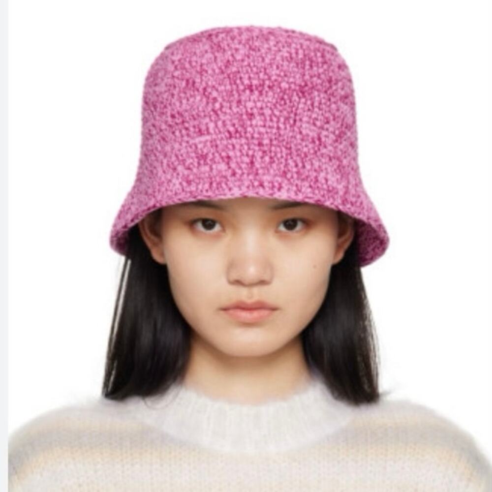 By Far Robbie Bucket Hat Pink Lipstick Cotton Melange One Size
